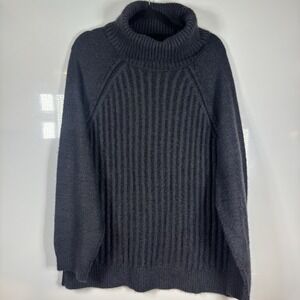 Free People Big City Ribbed Soft Grey Turtleneck Pullover Sweater Size Large